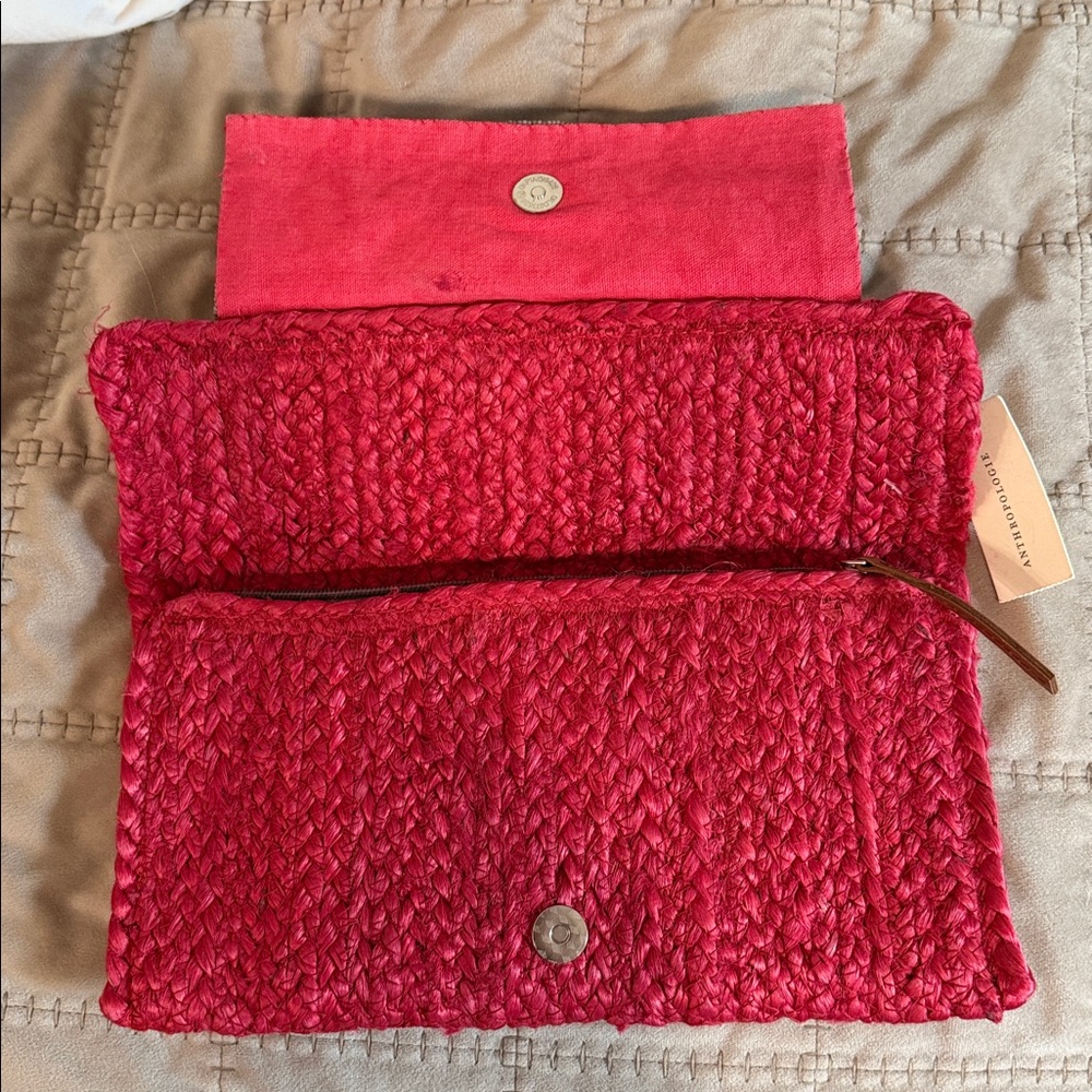 Anthropologie Arlene Beaded Clutch Pink Rose NWT Open To Offers - Picture 4 of 5
